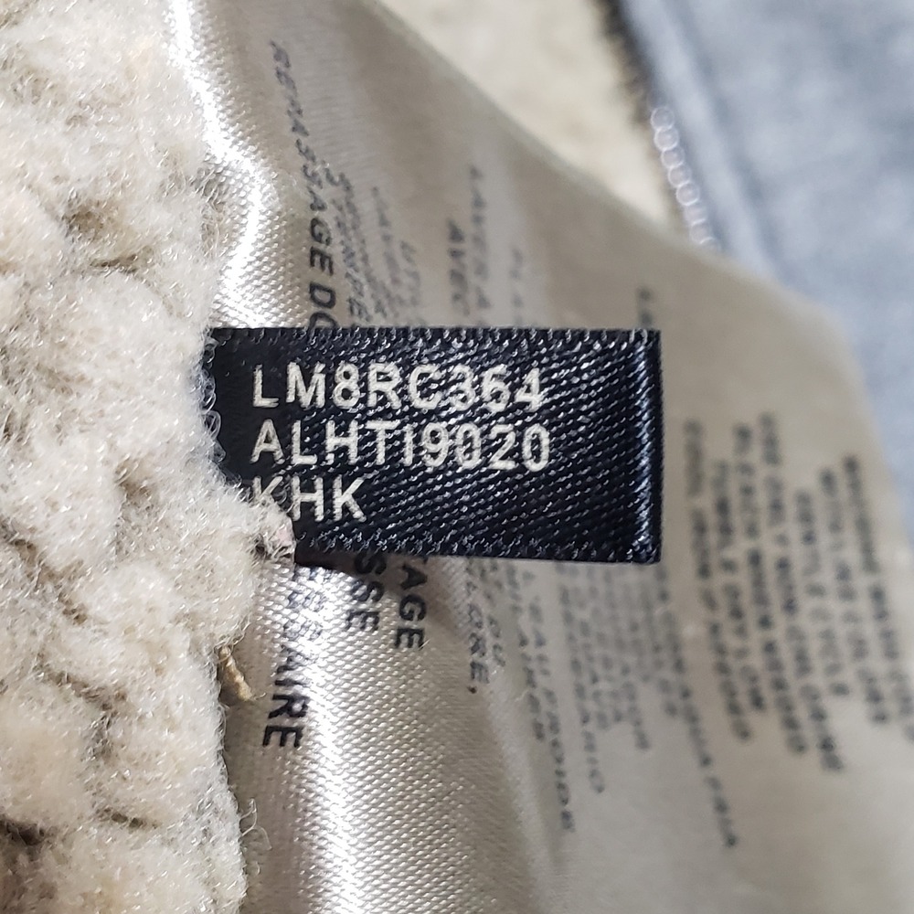 Levis Canvas Jacket Men XL Tan Sherpa Lined Zip In Hood Utility Coat Distressed - Picture 13 of 15
